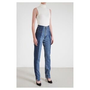 E.L.V. DENIM • Contrast Straight Leg Jean in Dark / Mid Blue